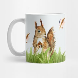 Squirel In The Garden Watercolor Boho Art Mug